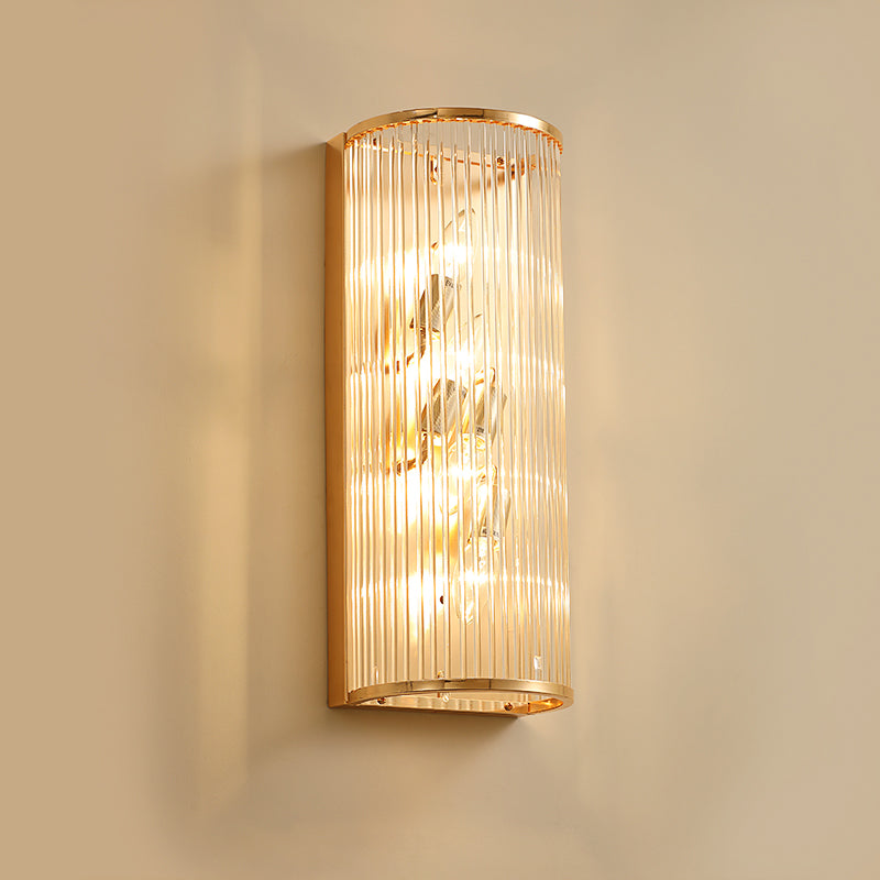 Minimalism Cylinder Wall Mount Lamp Crystal Rod 4 Lights Hallway Wall Sconce Lighting in Gold Clearhalo 'Cast Iron' 'Glass' 'Industrial' 'Modern wall lights' 'Modern' 'Tiffany' 'Traditional wall lights' 'Wall Lamps & Sconces' 'Wall Lights' Lighting' 1724232