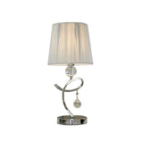 Fabric Barrel Shade Night Table Lamp Modernist LED Chrome Task Lighting with Crystal Droplet Clearhalo 'Lamps' 'Table Lamps' Lighting' 1724350
