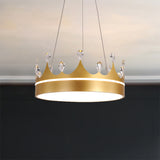 Crown Chandelier Light Modernism Metal Pink/Blue/Gold LED Suspended Lighting Fixture with Crystal Deco Gold Clearhalo 'Ceiling Lights' 'Chandeliers' 'Modern Chandeliers' 'Modern' Lighting' 1724381