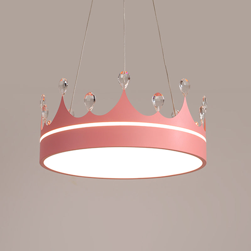 Crown Chandelier Light Modernism Metal Pink/Blue/Gold LED Suspended Lighting Fixture with Crystal Deco Clearhalo 'Ceiling Lights' 'Chandeliers' 'Modern Chandeliers' 'Modern' Lighting' 1724392