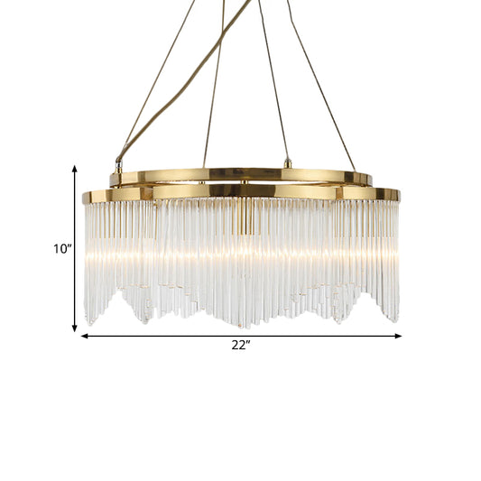 Contemporary Circle Chandelier Lamp Crystal Rod 5 Heads Dining Room Ceiling Hang Fixture in Gold Clearhalo 'Ceiling Lights' 'Chandeliers' 'Modern Chandeliers' 'Modern' Lighting' 1724400