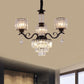 3-Tier Chandelier Lamp Minimalist Clear Crystal 3-Head Restaurant Ceiling Light with Cylinder Shade in Black/Gold Clearhalo 'Ceiling Lights' 'Chandeliers' 'Modern Chandeliers' 'Modern' Lighting' 1724424