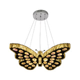Butterfly Suspension Lighting Modern Clear Crystal LED Black Hanging Chandelier in Warm/White Light Clearhalo 'Ceiling Lights' 'Chandeliers' 'Clear' 'Industrial' 'Modern Chandeliers' 'Modern' 'Tiffany' 'Traditional Chandeliers' Lighting' 1724497