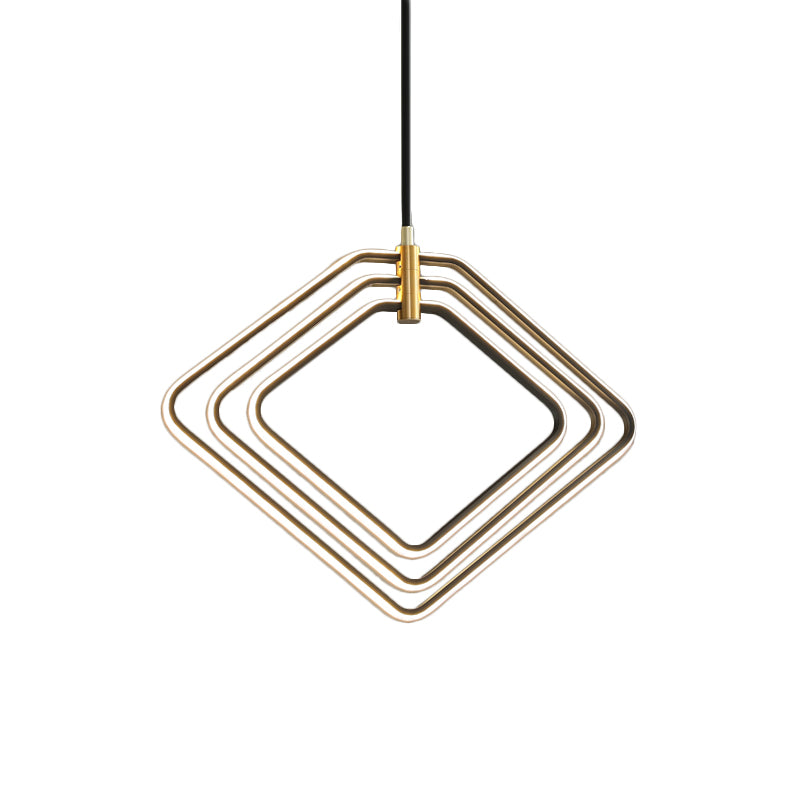 13"/16" W Rhombus Chandelier Lamp Modernism Metal Dining Room LED Ceiling Pendant Light in Black/White Clearhalo 'Ceiling Lights' 'Chandeliers' 'Modern Chandeliers' 'Modern' Lighting' 1724543