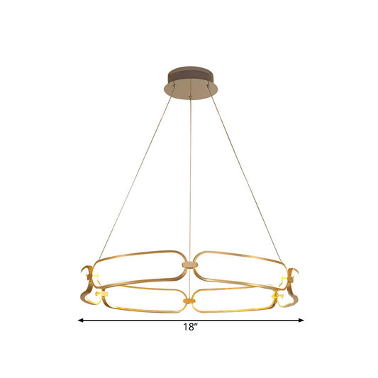 Circular Ceiling Chandelier Minimalism Metallic Great Room LED Suspension Lighting in Gold, Warm/White Light Clearhalo 'Ceiling Lights' 'Chandeliers' 'Modern Chandeliers' 'Modern' Lighting' 1724587