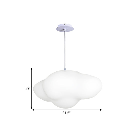White Cloud Suspension Light Cartoon 1-Head Plastic Hanging Ceiling Lamp for Playroom Clearhalo 'Ceiling Lights' 'Pendant Lights' 'Pendants' Lighting' 1724662
