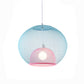 Global Mesh Restaurant Pendant Light Metallic 1-Bulb Macaron Ceiling Hang Fixture in Pink/Yellow/Blue Clearhalo 'Ceiling Lights' 'Pendant Lights' 'Pendants' Lighting' 1724665
