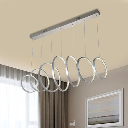 Hoops Hanging Ceiling Light Simplicity Metal LED Chrome Multiple Lamp Pendant for Kitchen Chrome Clearhalo 'Ceiling Lights' 'Modern Pendants' 'Modern' 'Pendant Lights' 'Pendants' Lighting' 1724688
