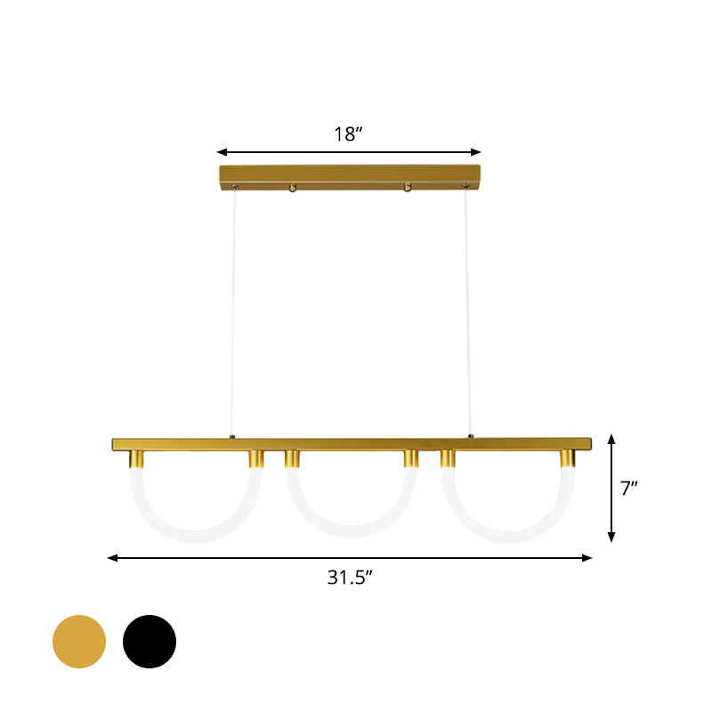 Semicircle Kitchen Down Lighting Acrylic 3 Lights Contemporary Island Lamp in Black/Gold Clearhalo 'Ceiling Lights' 'Island Lights' Lighting' 1724787
