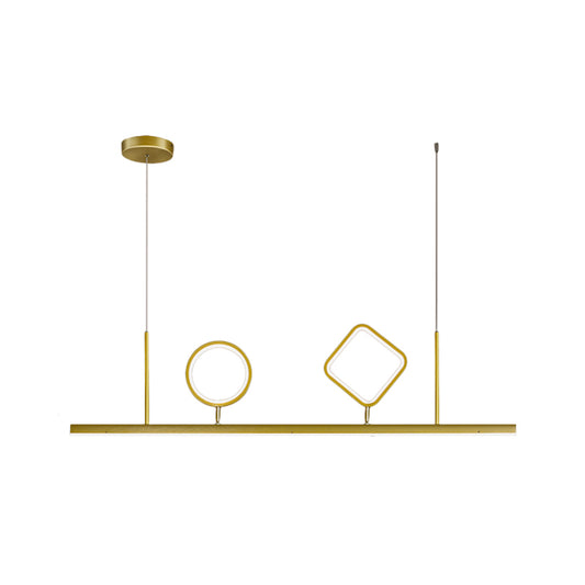 Minimalism Geometric Island Pendant Metallic LED Restaurant Ceiling Hang Fixture in Gold, Warm/White Light Clearhalo 'Ceiling Lights' 'Island Lights' Lighting' 1724794