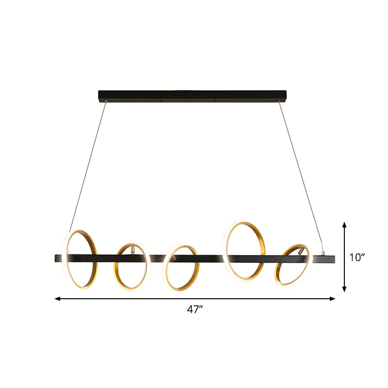 Simple Circles Ceiling Pendant Metal 4/5 Heads Dining Room Island Lighting Ideas in Gold, Warm/White Light Clearhalo 'Ceiling Lights' 'Island Lights' Lighting' 1724816