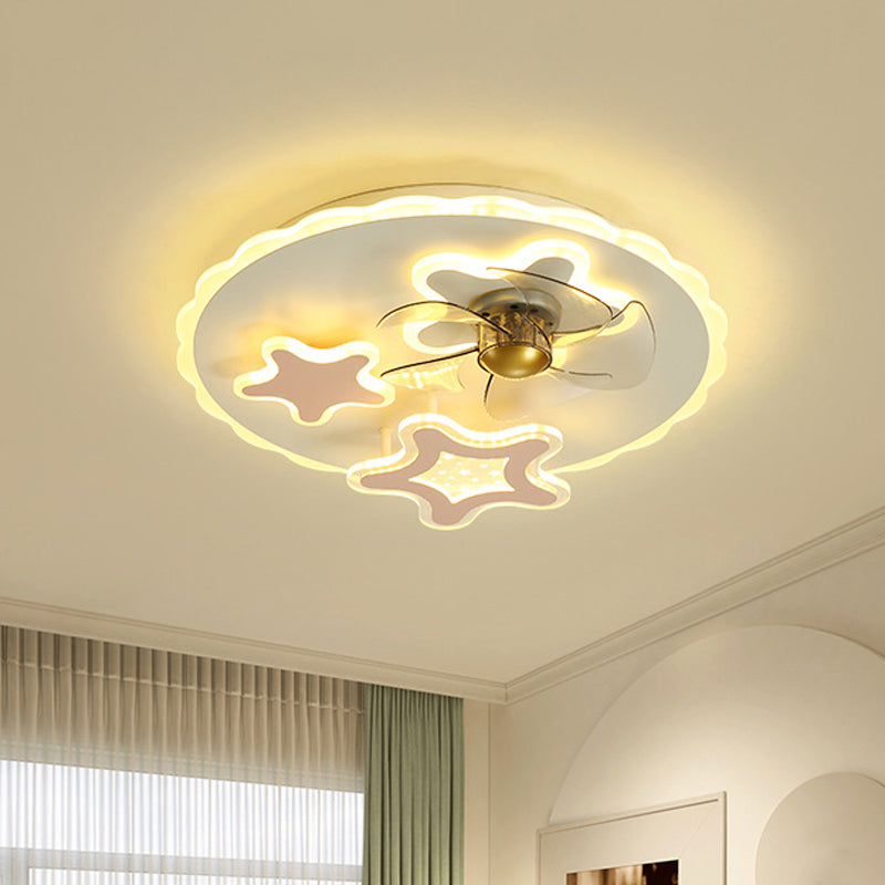 20.5" W Star Pendant Fan Light Nordic Metal LED White Semi Flush Mount with 5 Blades Clearhalo 'Ceiling Fans with Lights' 'Ceiling Fans' 'Kids Ceiling Fans' 'Kids' Lighting' 1724818