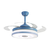 Blue/Pink LED Round Hanging Fan Lamp Modernist Acrylic 3-Blade Semi Flush Mount Lighting, 42" Width Clearhalo 'Ceiling Fans with Lights' 'Ceiling Fans' 'Kids Ceiling Fans' 'Kids' Lighting' 1724843