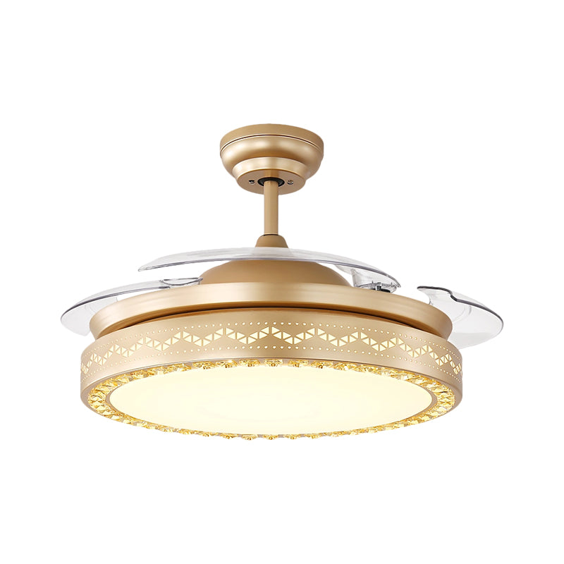 Circular Restaurant Ceiling Fan Lamp Acrylic 19" Wide LED Simple Semi Flush Lighting in Black/Gold Clearhalo 'Ceiling Fans with Lights' 'Ceiling Fans' 'Modern Ceiling Fans' 'Modern' Lighting' 1724880