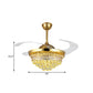 4 Blades Simple Conic Pendant Fan Lamp Crystal Ball LED Parlor Semi Flush Light Fixture in Gold, 19" Width Clearhalo 'Ceiling Fans with Lights' 'Ceiling Fans' 'Modern Ceiling Fans' 'Modern' Lighting' 1724902
