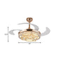 Simple Lotus Hanging Fan Lamp Crystal Block 19" Wide LED Bedroom Semi Flush Light in Gold/Chrome with 4 Blades Clearhalo 'Ceiling Fans with Lights' 'Ceiling Fans' 'Modern Ceiling Fans' 'Modern' Lighting' 1724947