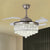 4-Blade LED Parlor Pendant Fan Lamp Modern Gold/Silver Semi Flush Light with Round Cut Crystal Shade, 19" W Silver Clearhalo 'Ceiling Fans with Lights' 'Ceiling Fans' 'Modern Ceiling Fans' 'Modern' Lighting' 1724985