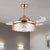 Copper LED Circular Semi Flush Lamp Simplicity Acrylic 4-Blade Hanging Fan Light with Crystal Deco, 19" Wide Copper Clearhalo 'Ceiling Fans with Lights' 'Ceiling Fans' 'Modern Ceiling Fans' 'Modern' Lighting' 1725006