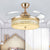 19" W LED Bedroom Hanging Fan Lamp Simple Gold 4 Blades Semi Flush Lighting with Drum Crystal Shade Gold Clearhalo 'Ceiling Fans with Lights' 'Ceiling Fans' 'Modern Ceiling Fans' 'Modern' Lighting' 1725031