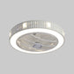23" W Round Acrylic Hanging Fan Light Modernism LED White Semi Flush with Crystal Deco, 3 Blades Clearhalo 'Ceiling Fans with Lights' 'Ceiling Fans' 'Modern Ceiling Fans' 'Modern' Lighting' 1725042