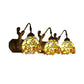 3 Lights Dome Wall Light Fixture with Mermaid/Arc Arm Baroque Style Stained Glass Wall Sconce Light in Brown Clearhalo 'Industrial' 'Middle century wall lights' 'Tiffany wall lights' 'Tiffany' 'Wall Lamps & Sconces' 'Wall Lights' Lighting' 172505