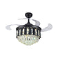 19" W Modern Tapered Semi Flush Mount Hand-Cut Crystal LED Parlor Pendant Fan Light in Black with 4 Blades Clearhalo 'Ceiling Fans with Lights' 'Ceiling Fans' 'Modern Ceiling Fans' 'Modern' Lighting' 1725112