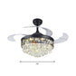 19" W Modern Tapered Semi Flush Mount Hand-Cut Crystal LED Parlor Pendant Fan Light in Black with 4 Blades Clearhalo 'Ceiling Fans with Lights' 'Ceiling Fans' 'Modern Ceiling Fans' 'Modern' Lighting' 1725118