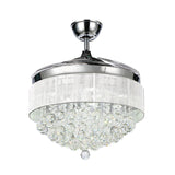 4-Blade LED Parlor Semi Mount Lighting Minimalist White Ceiling Fan Lamp with Tapered Crystal Strands Shade, 19" W Clearhalo 'Ceiling Fans with Lights' 'Ceiling Fans' 'Modern Ceiling Fans' 'Modern' Lighting' 1725125