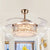 Drum Hanging Fan Lighting Contemporary Crystal Block and Orbs 19" W LED Parlor Semi Flush Mount in Gold, 4 Blades Gold Clearhalo 'Ceiling Fans with Lights' 'Ceiling Fans' 'Modern Ceiling Fans' 'Modern' Lighting' 1725156