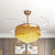Simple Tiered Semi Flush Crystal Rectangle Drawing Room LED Hanging Fan Lamp in Gold with 4-Blade, 19" W Gold Clearhalo 'Ceiling Fans with Lights' 'Ceiling Fans' 'Modern Ceiling Fans' 'Modern' Lighting' 1725160