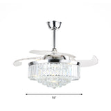 16" W Circle Semi Mount Lighting Modernism Crystal LED Chrome Pendant Fan Light Fixture with 3-Blade Clearhalo 'Ceiling Fans with Lights' 'Ceiling Fans' 'Modern Ceiling Fans' 'Modern' Lighting' 1725204