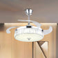 Circle Pendant Fan Light Fixture Minimalist Crystal Rectangle 19" W LED Restaurant Semi Flush in Chrome, 3 Blades Clearhalo 'Ceiling Fans with Lights' 'Ceiling Fans' 'Modern Ceiling Fans' 'Modern' Lighting' 1725206