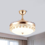Contemporary Dome Semi Flush Mount Frosted Glass LED Parlor Ceiling Fan Lamp in Gold with 3 Blades, 19" Wide Gold Clearhalo 'Ceiling Fans with Lights' 'Ceiling Fans' 'Modern Ceiling Fans' 'Modern' Lighting' 1725209
