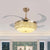 19" W LED Bedroom Semi Flush Lamp Modernist Gold 4-Blade Hanging Fan Light with Dome Textured Glass Shade Gold Clearhalo 'Ceiling Fans with Lights' 'Ceiling Fans' 'Modern Ceiling Fans' 'Modern' Lighting' 1725217