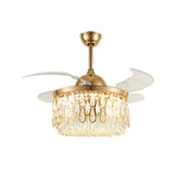 Tiered Crystal Ceiling Fan Light Modern 19" W LED Gold Semi Flush Mount with 4 Blades for Living Room Clearhalo 'Ceiling Fans with Lights' 'Ceiling Fans' 'Modern Ceiling Fans' 'Modern' Lighting' 1725244