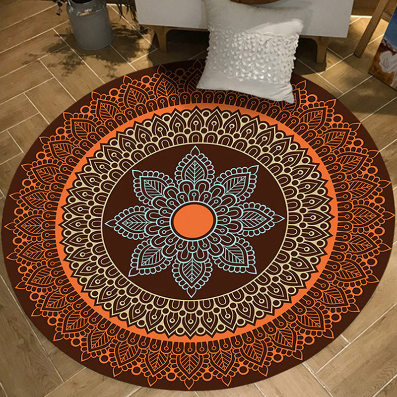 Moroccan Floral Pattern Rug Multicolor Polyester Rug Washable Pet Friendly Non-Slip Area Rug for Living Room Red Brown Clearhalo 'Area Rug' 'Moroccan' 'Rugs' Rug' 1725246