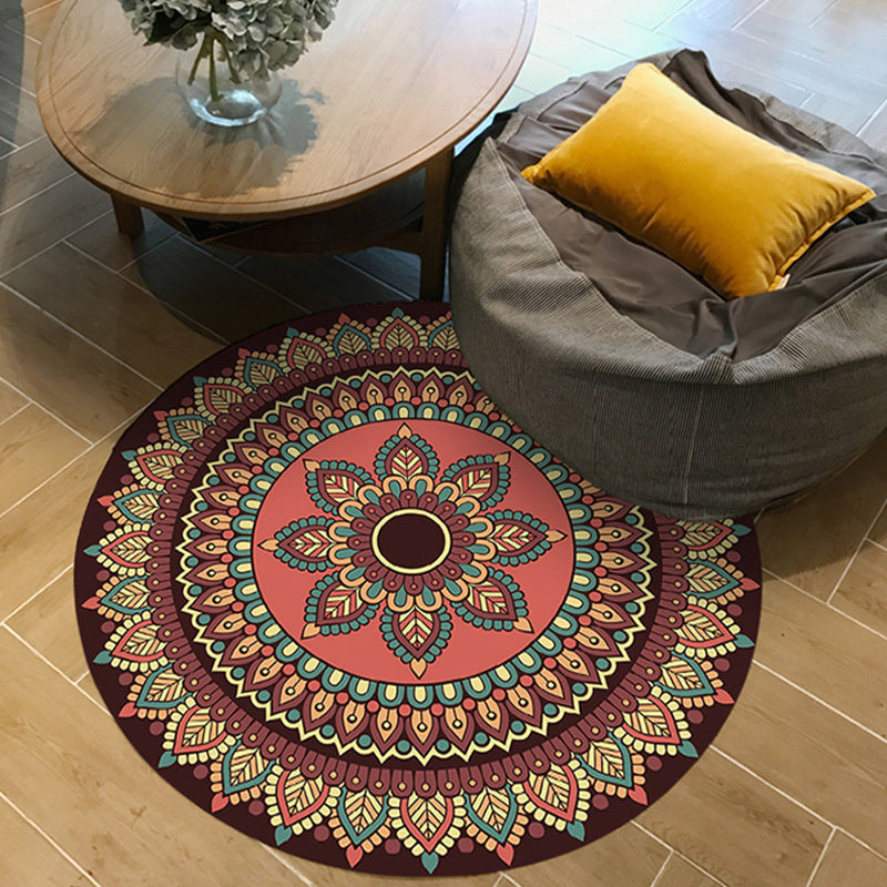 Moroccan Floral Pattern Rug Multicolor Polyester Rug Washable Pet Friendly Non-Slip Area Rug for Living Room Yellow-Red Clearhalo 'Area Rug' 'Moroccan' 'Rugs' Rug' 1725253