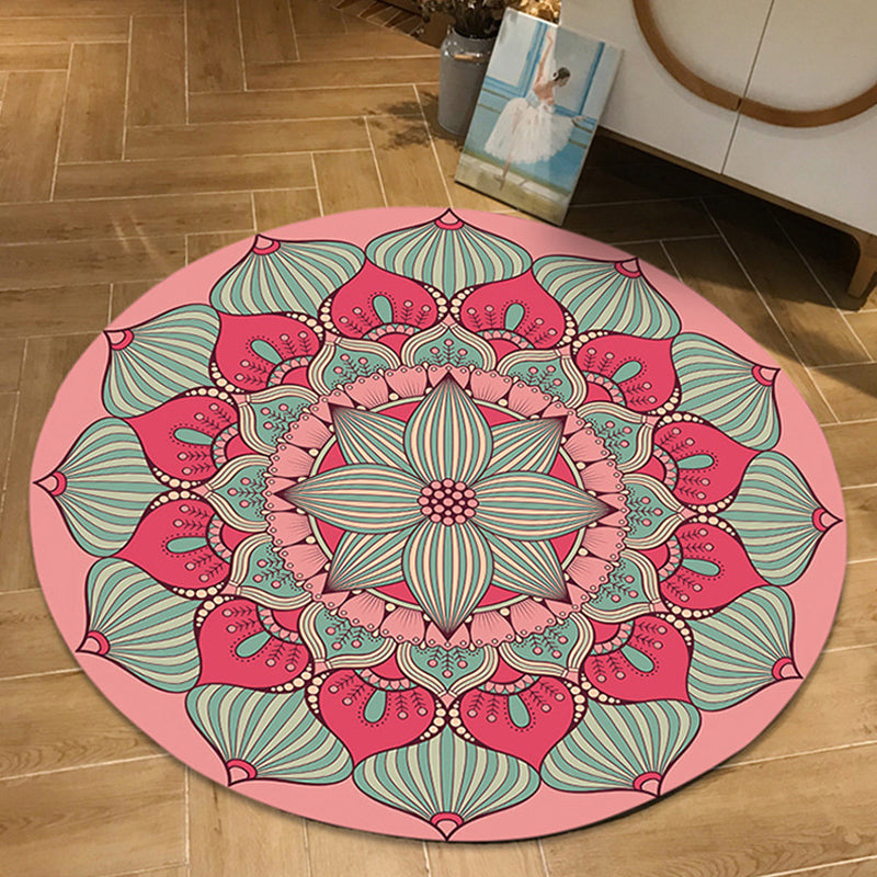 Moroccan Floral Pattern Rug Multicolor Polyester Rug Washable Pet Friendly Non-Slip Area Rug for Living Room Pink Clearhalo 'Area Rug' 'Moroccan' 'Rugs' Rug' 1725255