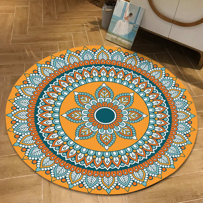 Moroccan Floral Pattern Rug Multicolor Polyester Rug Washable Pet Friendly Non-Slip Area Rug for Living Room Yellow Clearhalo 'Area Rug' 'Moroccan' 'Rugs' Rug' 1725256