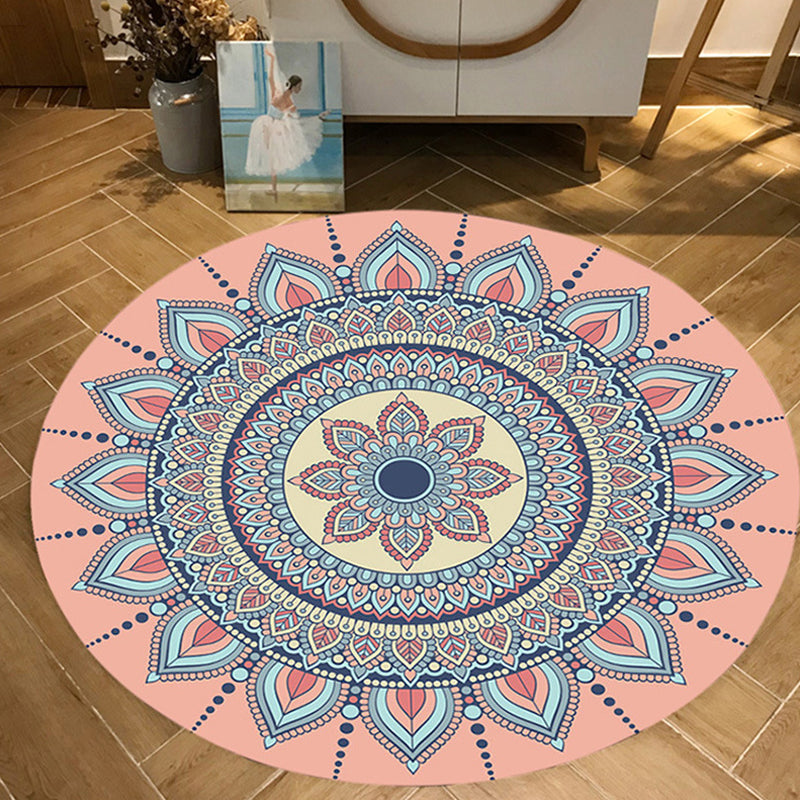 Moroccan Floral Pattern Rug Multicolor Polyester Rug Washable Pet Friendly Non-Slip Area Rug for Living Room Pink Clearhalo 'Area Rug' 'Moroccan' 'Rugs' Rug' 1725257