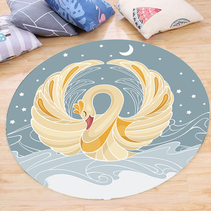 Grey and Yellow Kids Rug Polyester Cartoon Swan Pattern Rug Pet Friendly Washable Anti-Slip Backing Carpet for Decoration Yellow Clearhalo 'Area Rug' 'Rug' 1725266