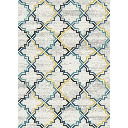 Stylish Striped Pattern Rug with Flower Grey and Yellow Bohemian Rug Synthetics Pet Friendly Non-Slip Backing Washable Area Rug for Living Room Clearhalo 'Area Rug' 'Moroccan' 'Rugs' Rug' 1725306