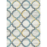 Stylish Striped Pattern Rug with Flower Grey and Yellow Bohemian Rug Synthetics Pet Friendly Non-Slip Backing Washable Area Rug for Living Room Clearhalo 'Area Rug' 'Moroccan' 'Rugs' Rug' 1725306