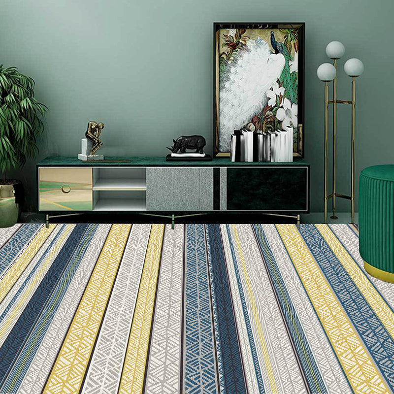 Stylish Striped Pattern Rug with Flower Grey and Yellow Bohemian Rug Synthetics Pet Friendly Non-Slip Backing Washable Area Rug for Living Room Yellow Clearhalo 'Area Rug' 'Moroccan' 'Rugs' Rug' 1725311