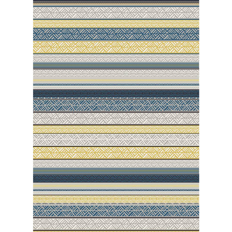 Stylish Striped Pattern Rug with Flower Grey and Yellow Bohemian Rug Synthetics Pet Friendly Non-Slip Backing Washable Area Rug for Living Room Clearhalo 'Area Rug' 'Moroccan' 'Rugs' Rug' 1725313