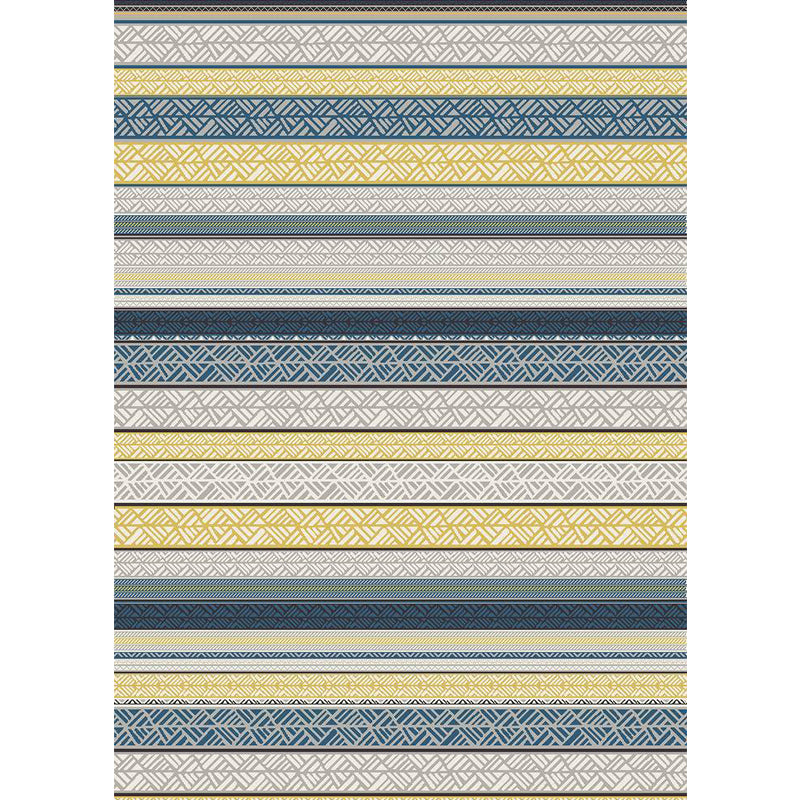 Stylish Striped Pattern Rug with Flower Grey and Yellow Bohemian Rug Synthetics Pet Friendly Non-Slip Backing Washable Area Rug for Living Room Clearhalo 'Area Rug' 'Moroccan' 'Rugs' Rug' 1725313