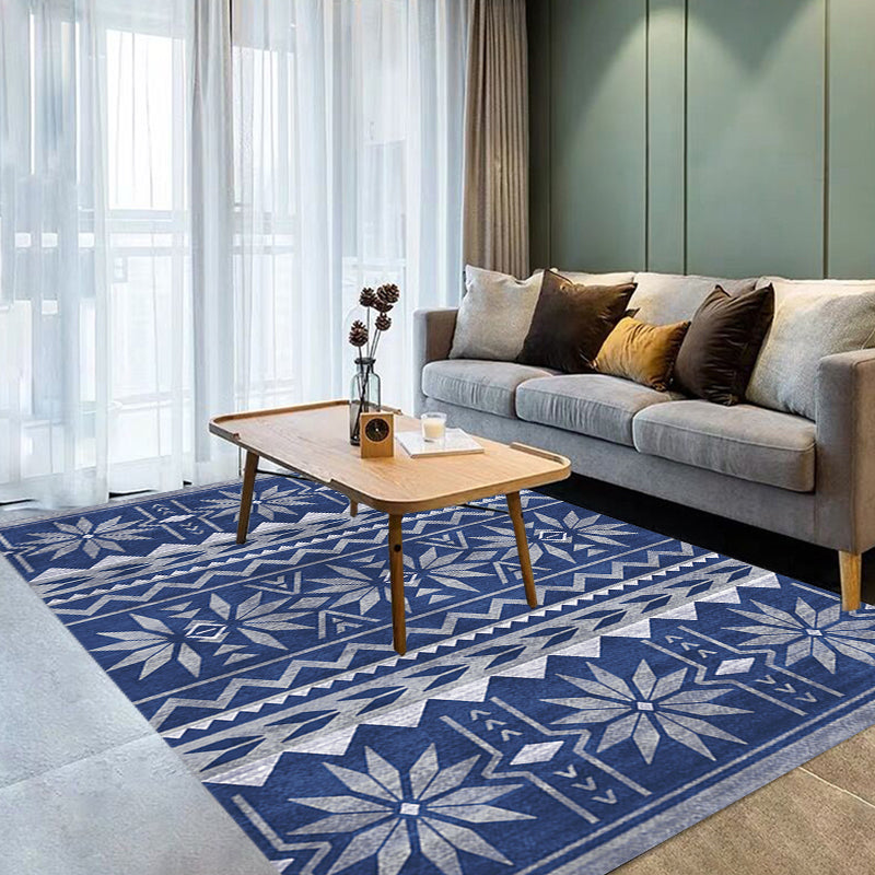 Multicolor Vintage Rug Polyester Tribal Stripe Pattern Rug Pet Friendly Washable Anti-Slip Backing Carpet for Decoration Royal Blue Clearhalo 'Area Rug' 'Bohemian' 'Rugs' Rug' 1725333