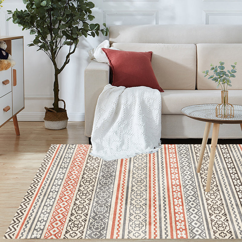 Multicolor Vintage Rug Polyester Tribal Stripe Pattern Rug Pet Friendly Washable Anti-Slip Backing Carpet for Decoration Clearhalo 'Area Rug' 'Bohemian' 'Rugs' Rug' 1725337