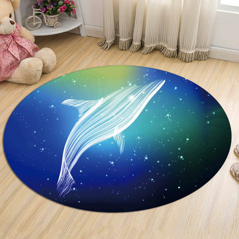 Nordic Galaxy Pattern Rug Black and Blue Kids Rug Polyester Pet Friendly Washable Area Rug for Nursery Blue Clearhalo 'Area Rug' 'Rug' 1725411