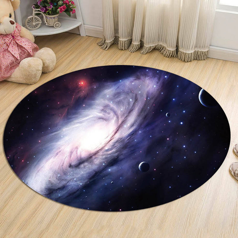 Nordic Galaxy Pattern Rug Black and Blue Kids Rug Polyester Pet Friendly Washable Area Rug for Nursery Black Clearhalo 'Area Rug' 'Rug' 1725412